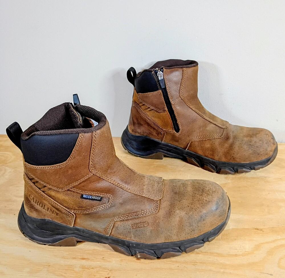 Carolina CA5550 Men's 12 D Brown Leather Waterproof Side Zip Composite Toe Boots